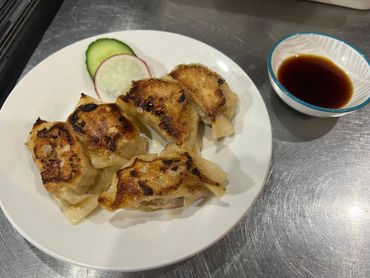 Pan-fried dumplings served at Hiroko Café
